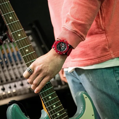 Vista 9 de G-Shock GA2200SKL-4A - Reloj serie esqueleto con ondas de sonido, color rojo, Transparente Rojo, talla única
