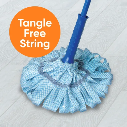 Vista 6 de Superio Trapeador de algodón para suelos de madera dura, autoescurridor, uso comercial/industrial de alta resistencia con mango de aluminio, azul
