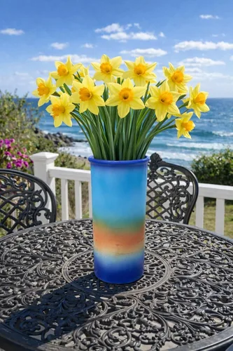 Vista 8 de Handmade USA Ocean Blue VASE - 9" H x 4.5" W Perfect Pottery Wedding Gift Individually Signed by Award-Winning Artist Judith Stiles in Cape Cod