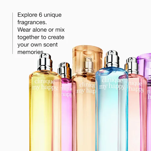 Vista 3 de Clinique My Happy Fragrance Spray Cocoa & Cashmere, Baby Bouquet, Cookies & Kisses, Indigo Mist, Lily of the Beach, Peony Picnic Perfumes for