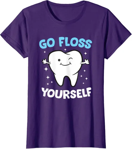Vista 13 de Camiseta higienista dental, asistente dental, Go Floss Yourself dentista, Negro, S