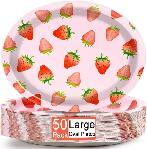 Vista 15 de Qyeahkj 50 piezas de platos de papel ovalados de surf de verano grandes de 11" para decoración de fiesta temática de playa desechable suministros