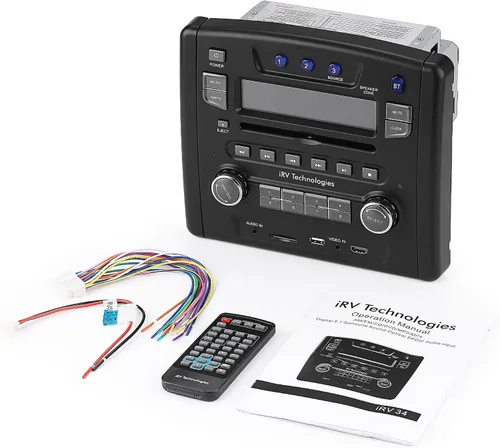 Vista 7 de iRV Technology iRV34 AM/FM/CD/DVD/MP3/MP4 /USB/SD/HDMI/Digital2.1/Sonido Surround/Bluetooth 3 zonas de montaje en pared RV Radio estéreo