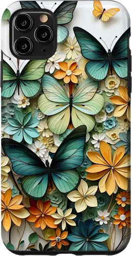 Vista 13 de iPhone 16 mariposa estética mariposas verdes naturaleza acuarela caso