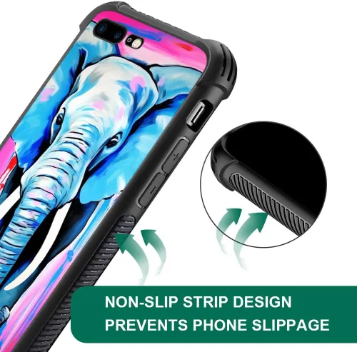 Vista 5 de Funda compatible con iPhone 8 Plus, diseño de elefantes africanos para iPhone 7 Plus, diseño de patrón a prueba de golpes, antiarañazos, carcasa