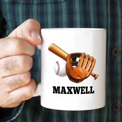 Vista 5 de Taza de café blanca de béisbol personalizada de 11 y 15 onzas, regalo para hombres, mujeres, entrenadores de equipo, niños, amantes del béisbol