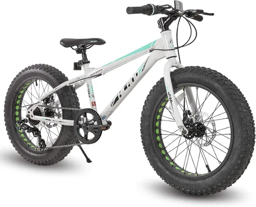 Vista 14 de Hiland - Bicicleta de montaña con neumáticos gruesos de 20 pulgadas para niños y niñas de 5 años en adelante, Shimano de 7 velocidades, freno