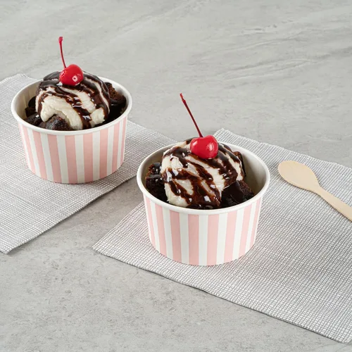 Vista 3 de Restaurantware Coppetta - Vasos de postre de 8 onzas, 200 tazas desechables para helado, tapas se venden por separado, cuencos de papel robustos