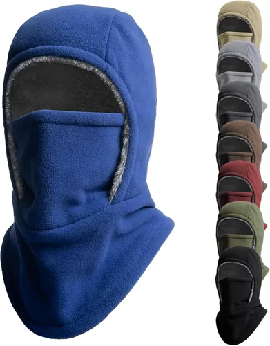 Vista 9 de Pasamontañas térmico 2 en 1 con gorro y máscara facial, calentador de Brown