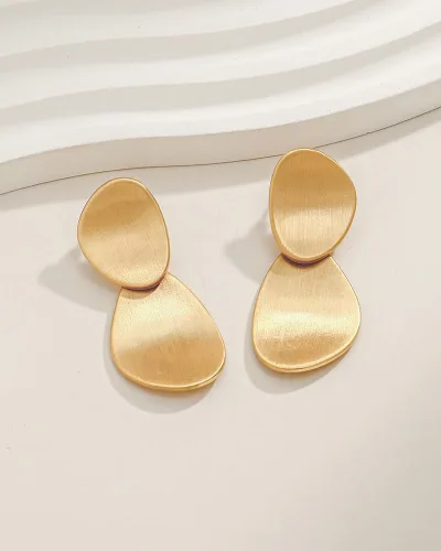 Vista 4 de Gold Statement Earrings for Women Chunky Brushed Gold Disc Dangle Earring Fan-Shaped Dangling Statement Earrings
