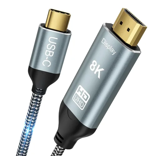 Vista 9 de Cable USB C a HDMI 2.1 de 8K de 3.3 pies - 8K a 60Hz, 4K a 120Hz (compatible con Thunderbolt 3/4) Cable trenzado de alta velocidad de 48 Gbps tipo C