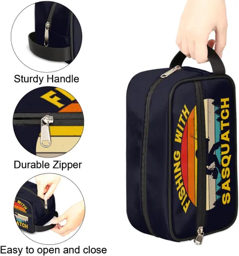 Vista 3 de Neceser de viaje para hombres y mujeres, bolsa de afeitar resistente al agua, bolsas de almacenamiento plegables con asa para artículos de tocador