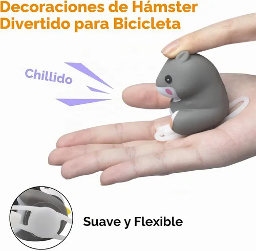 Vista 4 de wonuu Campana de bicicleta de pato con luz y casco, linda bocina de bicicleta de hámster, decoración de salpicadero, campanas de motocicleta