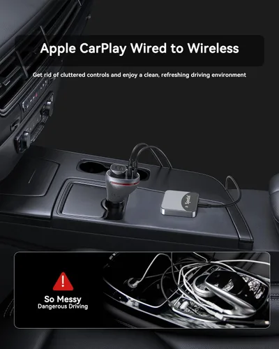 Vista 2 de Spedal Adaptador de TV para automóvil CarPlay AI Box con YouTube, entrada HDMI para TV Stick/consola de juegos, adaptador inalámbrico CarPlay