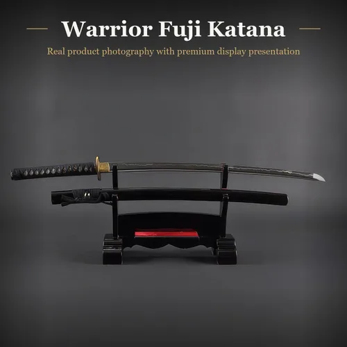 Vista 2 de HMS Hand Forged Carbon Steel Black Wooden Scabbard Samurai Katana Sword