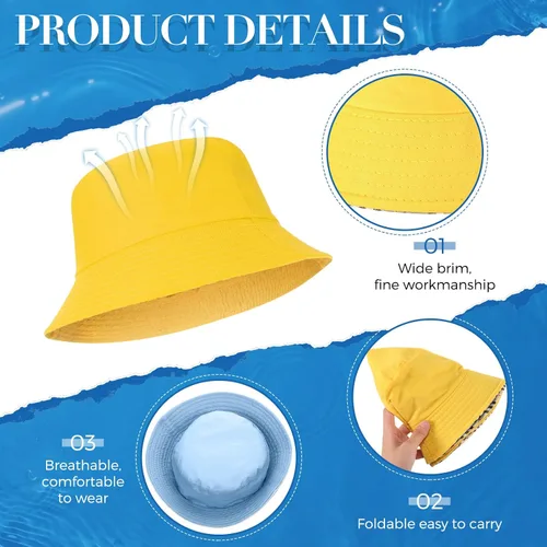 Vista 5 de Zhanmai Paquete de 24 sombreros de pescador para mujer, sombreros de verano para viajes a la playa, sombreros de pesca al aire libre, unisex, gorro