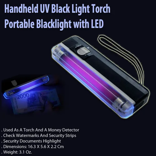 Vista 4 de Linterna portátil luz negra UV de mano con LED