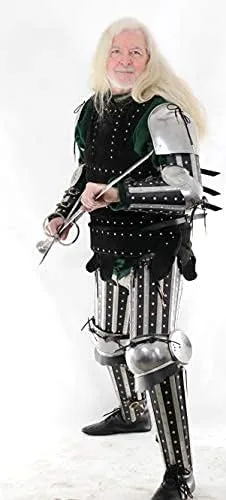 Vista 4 de Mythroyan Medieval Splinted Plate Armor Acero al Carbono Real Adulto Tamaño Set Vikingo Cruzado Traje para Hombres Mujeres Battle Ready