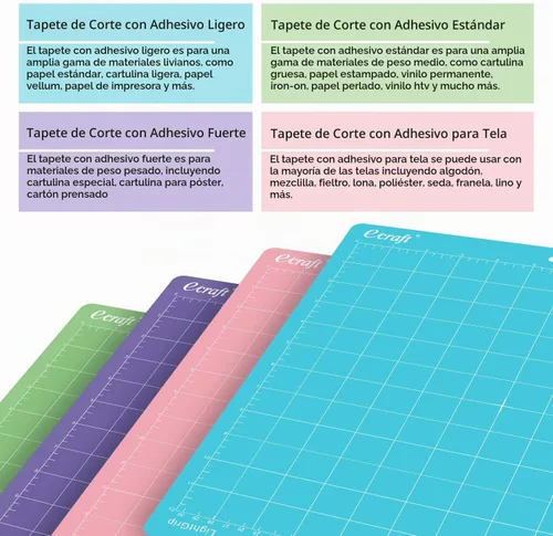 Vista 4 de Ecraft - Plantilla de corte de 12" x 12" para Cricut - Incluye (adhesivo fuerte/estándar/ligero) adhesivo pegajoso (paquete de 3), plantillas