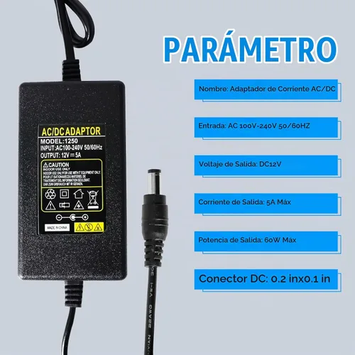 Vista 3 de YM E-Bright 12V 5A Fuente de alimentación DC/AC Adaptador de corriente Convertidor 5 Amp Transformador 100V -240V AC a 12V DC para luz de tira LED