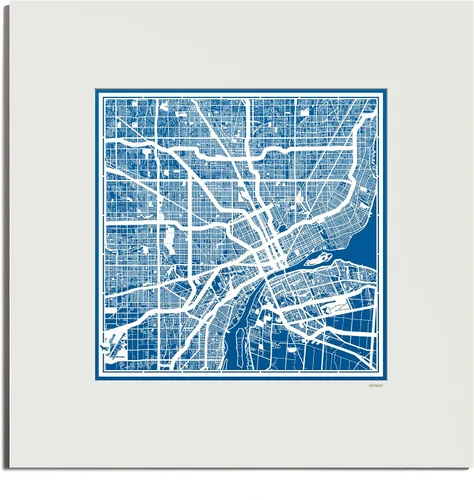 Vista 9 de O3 Design Studio San Diego, CA Paper Cut Map Matted Grey 20x20 in Paper Art