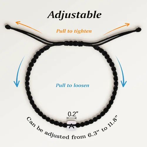 Vista 5 de Pulseras hechas a mano, pulseras para mujeres y hombres, pulsera ajustable con inicial, regalos de joyería para mamá, esposa, novia, ella, amigos