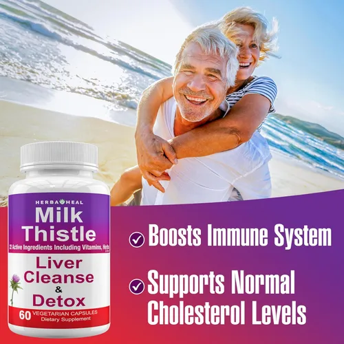 Vista 4 de Liver Cleanse Detox - Suplemento hepático de cardo mariano de 1000 mg de alta potencia con 22 ingredientes, desintoxicante natural y regenerador