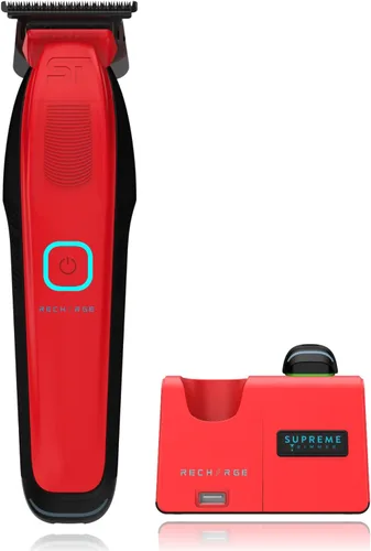 Vista 11 de Supreme Trimmer Recharge ST777 - Recortadora de peluquero profesional con 2 baterías extraíbles, motor de 8000 RPM, cuchillas DLC de espacio cero
