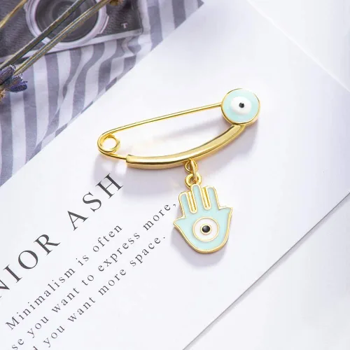 Vista 5 de MANVEN Hamsa - Broche de protección contra el mal de ojo, broche para pañales, regalo de cumpleaños