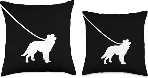 Vista 3 de Border Collie on a Leash Dog - Mom Dad Pet Cute Funny Puppy Throw Pillow