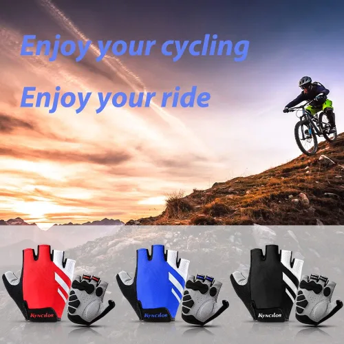Vista 7 de KynciLOR Guantes de ciclismo acolchados sin dedos con protección UV, guantes de MTB y bicicleta de carretera para hombres y mujeres para correr
