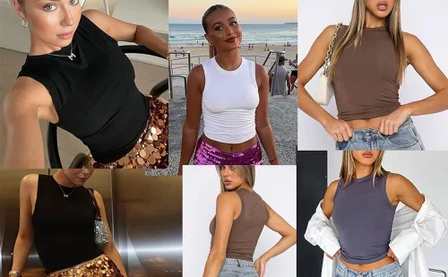 Vista 4 de Abardsion Camiseta sin mangas casual para mujer, sin mangas, sexy, ajustada