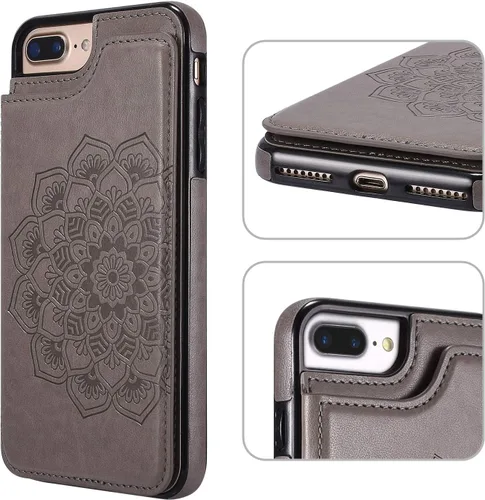 Vista 4 de UEEBAI Funda para iPhone SE 2022/7/8/SE 2020, funda de piel sintética con cierre magnético, ranuras para tarjetas, función de soporte
