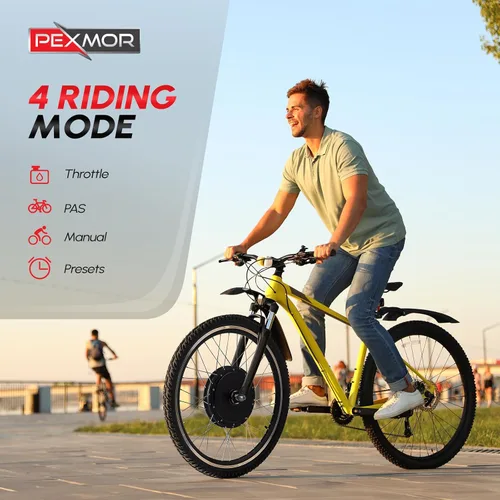 Vista 6 de PEXMOR Kit de conversión de bicicleta eléctrica, kit de conversión de bicicleta eléctrica de 36 V, 750 W, 24 pulgadas/20 pulgadas, rueda delantera