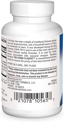 Vista 2 de Planetary Herbals Yin Chiao Classic Tablets, 450 mg, 30