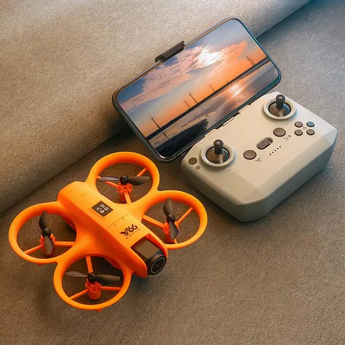 Vista 9 de Dron pequeño RC con cámaras duales, protector de hélices, mantenimiento de altitud, despegue con una tecla, giros 3D, 2 baterías, evitación