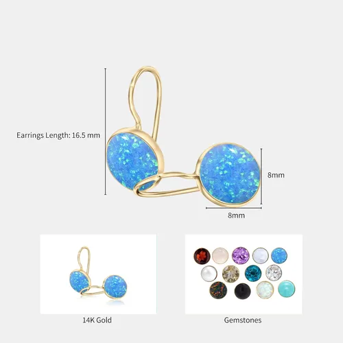 Vista 7 de 14K Gold Gemstone Drop Earrings - Birthstone Dangle - Solid Yellow Gold Dangle Earrings - Dainty Handmade Wedding Jewelry - Perfect Bridal or