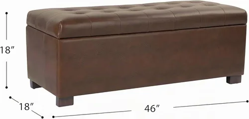 Vista 3 de HomePop Banco de almacenamiento copetudo de 46" - marrón antiguo