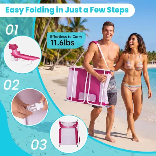 Vista 7 de #WEJOY Silla de bronceado plegable de 300 libras con orificio facial