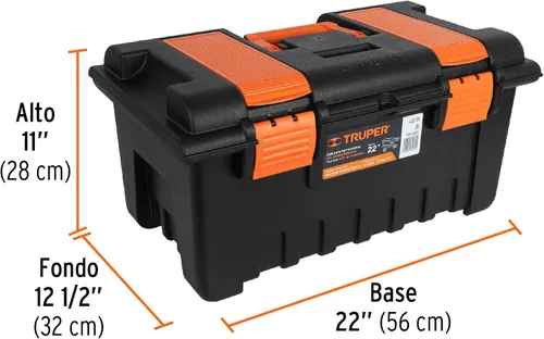 Vista 3 de caja de plástico 22 'compartimentos, naranja