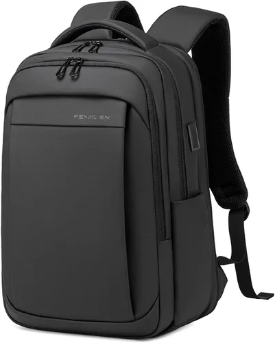 Vista 10 de FENRUIEN Mochila para portátil, color negro, Negro, 15,6 pulg., Negocios