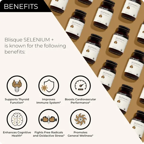 Vista 2 de Blisque - Selenio orgánico para apoyo tiroideo, sistema inmunológico y salud cardíaca con semillas de mostaza orgánicas Auténtico y natural 90