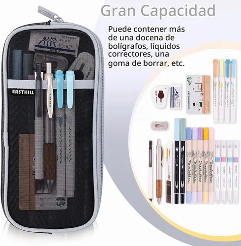 Vista 3 de EASTHILL - Estuche para lápices de malla con cremallera. Transparente para uso como bolsa de maquillaje, de cosméticos o multiusos, para la escuela