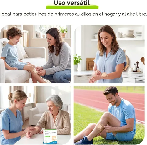 Vista 9 de AUVON Apósito de espuma de silicona con borde adhesivo grande, 3 x 3 pulgadas, 10 paquetes de vendajes para heridas con alta absorbencia, apósitos