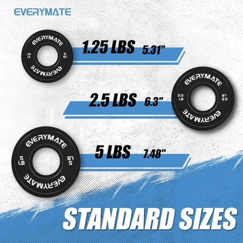 Vista 6 de EVERYMATE Juego de placas de peso de cambio negro, 1.25 libras, 2.5 libras, 5 libras, juego de placas olímpicas fraccionarias para entrenamiento