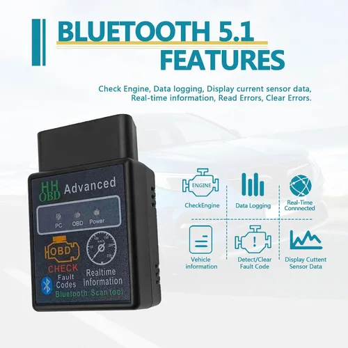 Vista 3 de Herramienta de diagnóstico inalámbrico Bluetooth OBD2, lector de código de vehículo para automóvil, restablecimiento de herramienta de escaneo