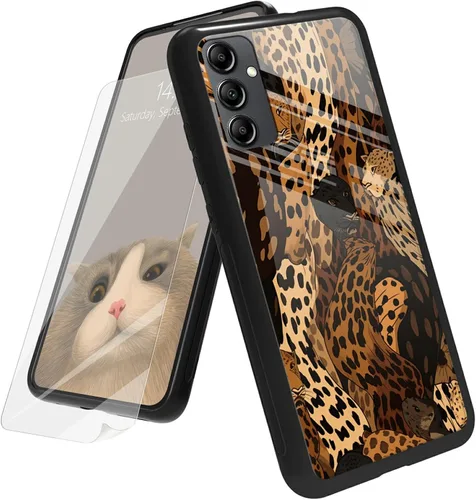 Vista 135 de Funda para Samsung Galaxy A12 5G con protector de pantalla, parte trasera de vidrio templado + TPU de silicona suave que absorbe los golpes