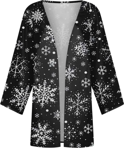 Vista 4 de FQZWONG Cárdigan para mujer, casual, de manga larga, clásica, con frente abierto, para otoño, talla grande, ligero, suave y cómodo