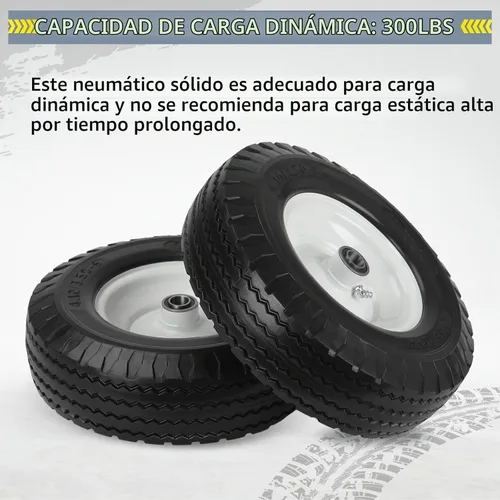 Vista 7 de GICOOL 4.10/3.50-6 Flat Free Tire and Wheel, 12'' Solid Replacement Wheel