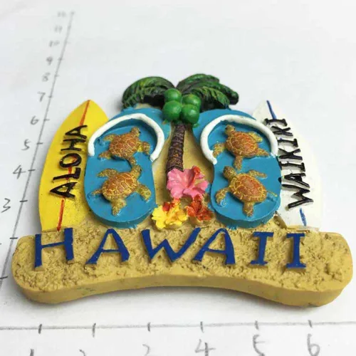 Vista 2 de Hawaii USA America Imán del refrigerador 3D Beach Slipper Travel Sticker Souvenirs Collection, decoración del hogar y de la cocina, imán